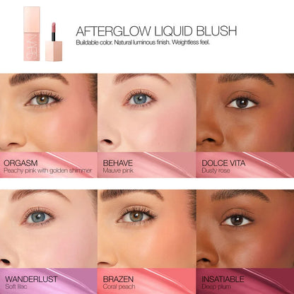 Dolce Vita | NARS Afterglow Liquid Blush 7ml Buildable Hydrating Blush with Sodium Hyaluronate and Vegan Protein